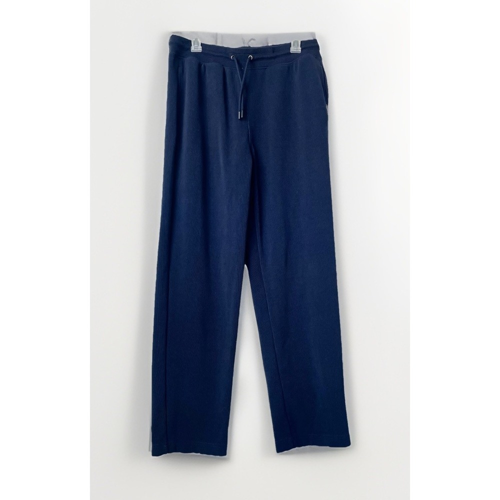 Eddie Bauer Lounge Mens Navy Blue Ribbed Knit Drawstring Sleep Pants Medium